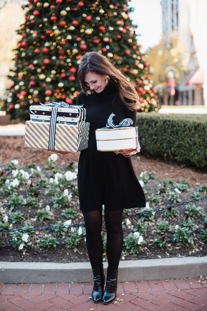What to wear to Christmas or Christmas Eve services. This cute and conservative bell sleeve dress is perfect for nearly any Holiday occassion