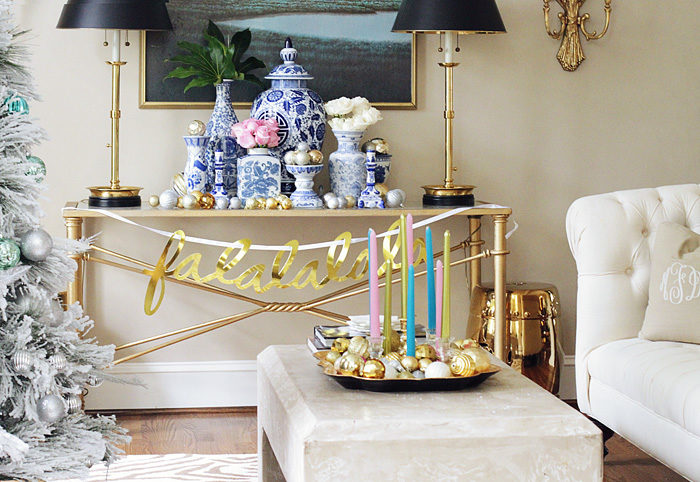 Holiday Home Tour, Blue and White, Ginger Jar, Christmas Tree