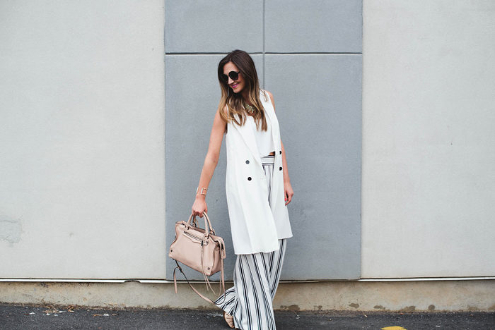 1 State, Wide Leg Pants, Crop Top, Trench Vest, Rebecca Minkoff Reagan 