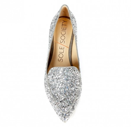 Sole Society Glitter Smoking Slipper in Silver