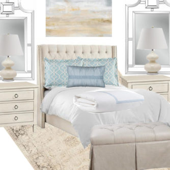 calming master bedroom moodboard