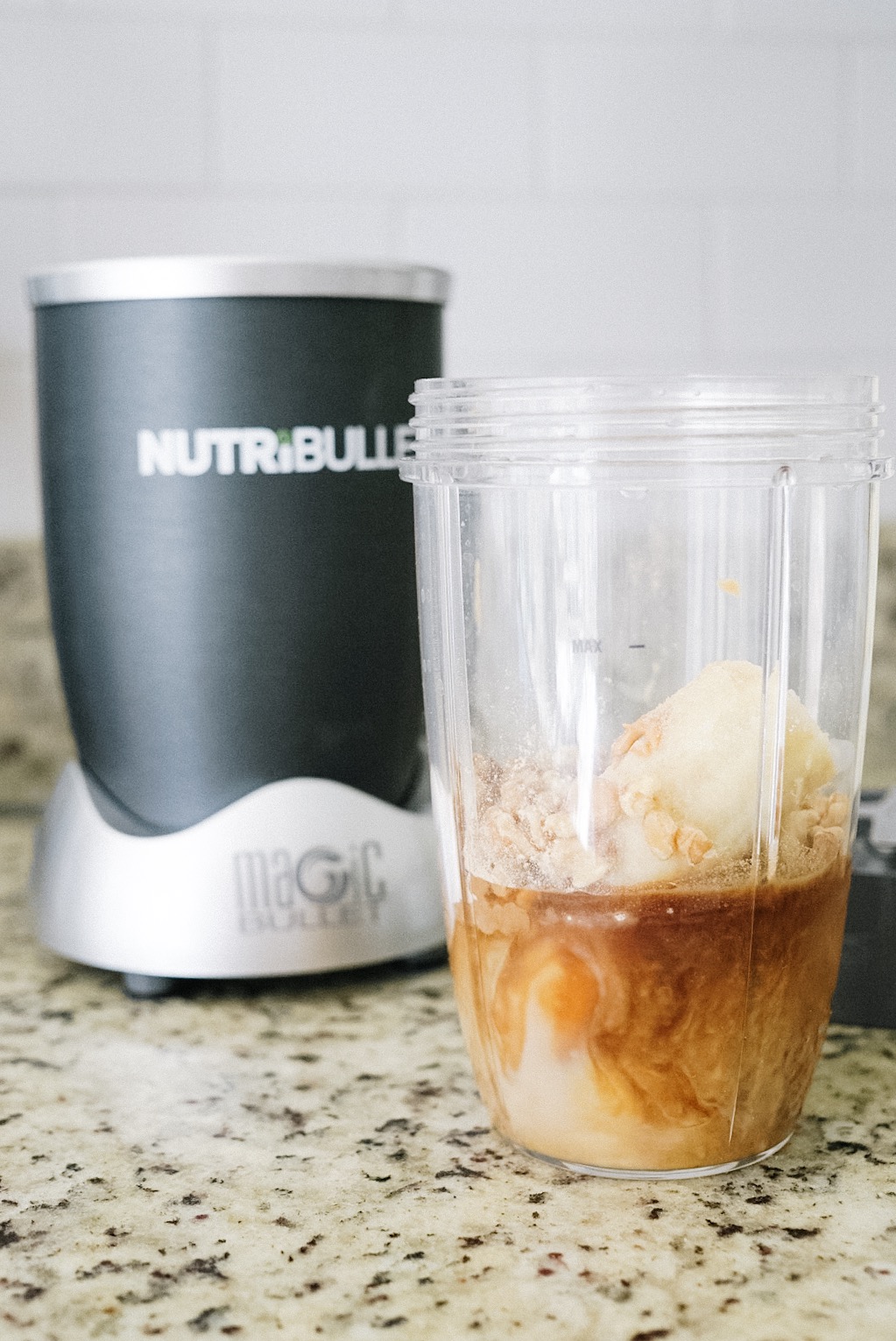 caffeinated chocolate banana protein smoothie