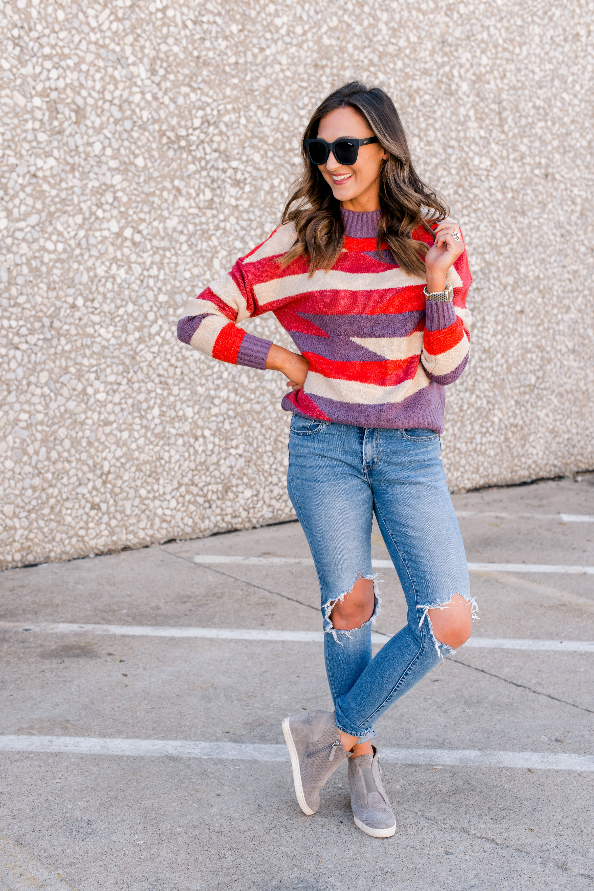 fall sweaters, fall outfit idea, thanksgiving outfit idea, style your senses, abstract sweater